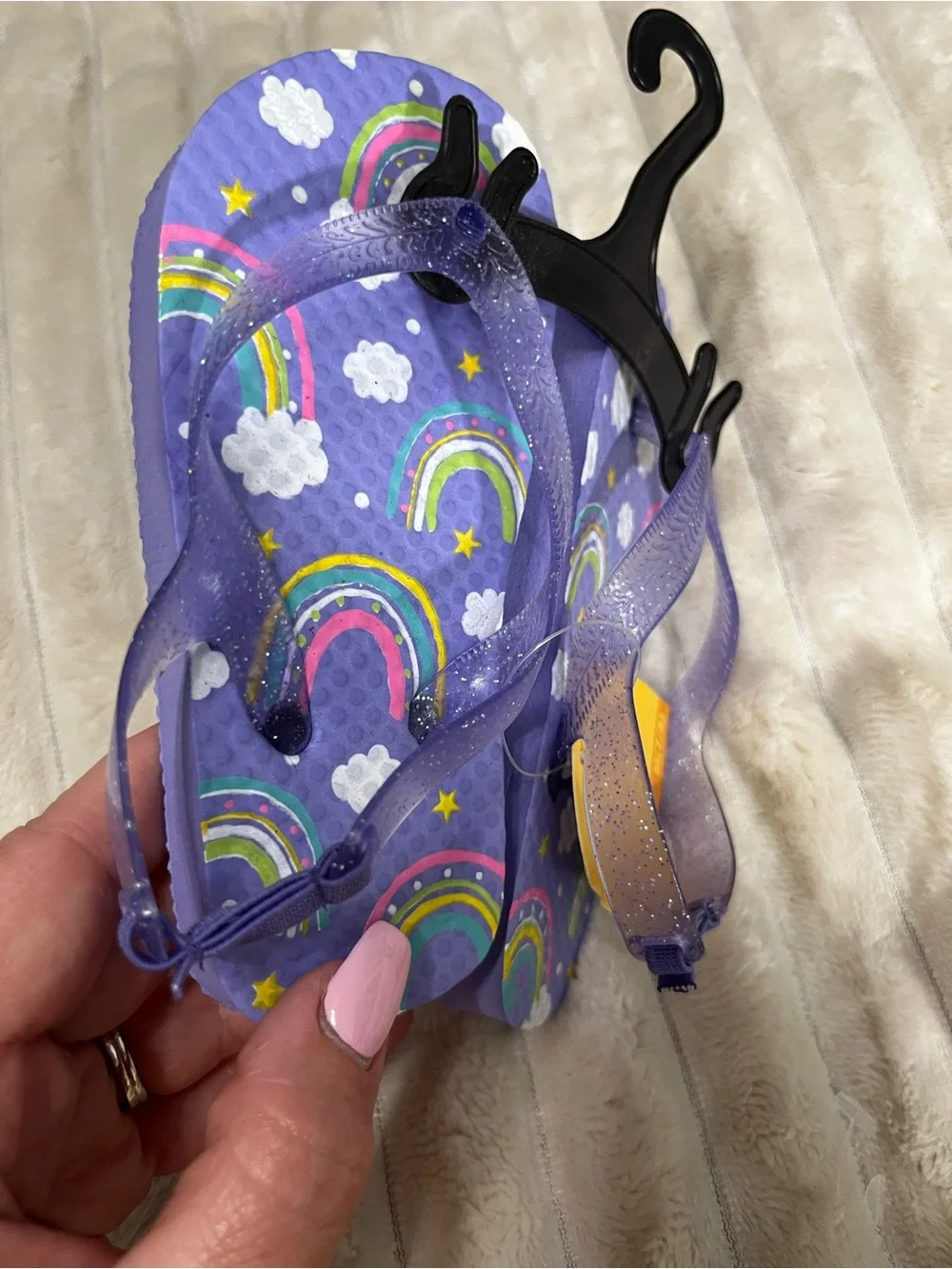 Juncture Toddlers Purple Rainbow Flip Flops with Glitter Straps